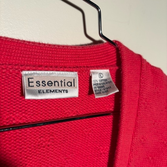 Vintage Essential Elements 100% Cotton Red Cardigan Sweater - Picture 3 of 7